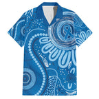 Australia Indigenous Family Matching Off The Shoulder Long Sleeve Dress and Hawaiian Shirt Blue Ribbon Prostate Cancer Awareness - Aussie Hoodie