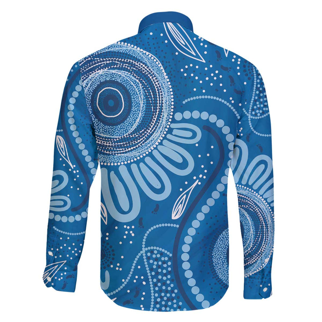 Australia Indigenous Family Matching Off The Shoulder Long Sleeve Dress and Hawaiian Shirt Blue Ribbon Prostate Cancer Awareness - Aussie Hoodie