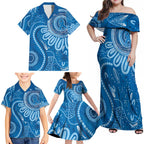 Australia Indigenous Family Matching Off Shoulder Maxi Dress and Hawaiian Shirt Blue Ribbon Prostate Cancer Awareness - Aussie Hoodie
