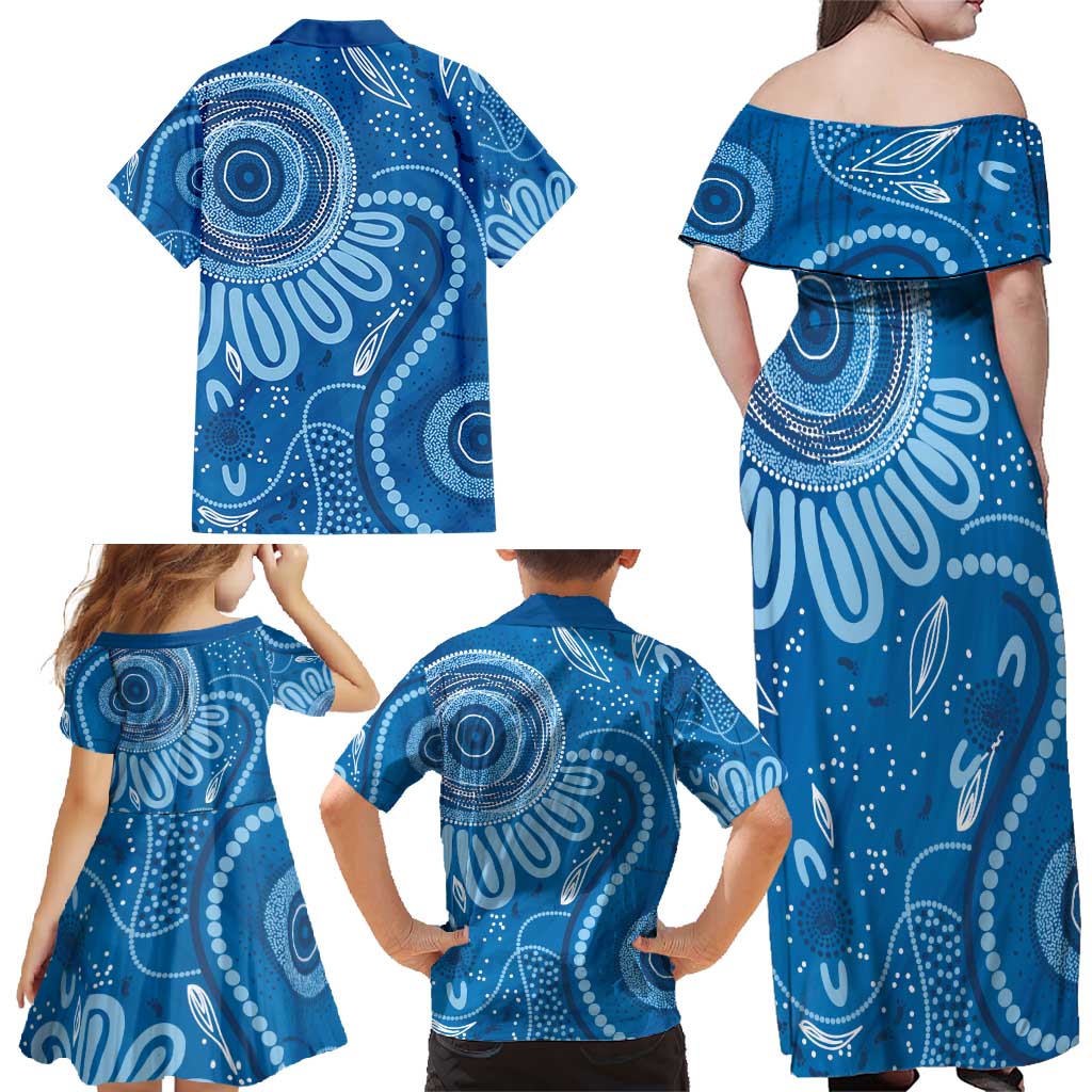 Australia Indigenous Family Matching Off Shoulder Maxi Dress and Hawaiian Shirt Blue Ribbon Prostate Cancer Awareness - Aussie Hoodie