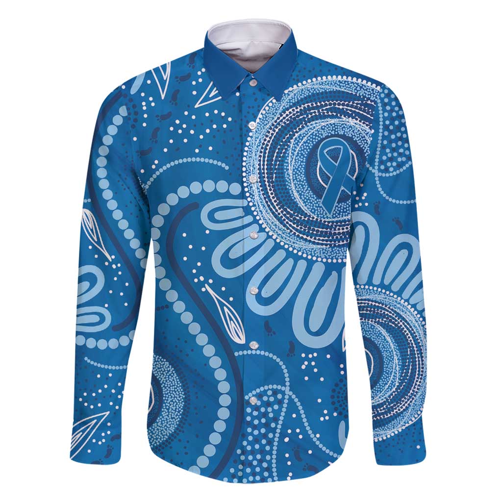 Australia Indigenous Family Matching Off Shoulder Maxi Dress and Hawaiian Shirt Blue Ribbon Prostate Cancer Awareness - Aussie Hoodie