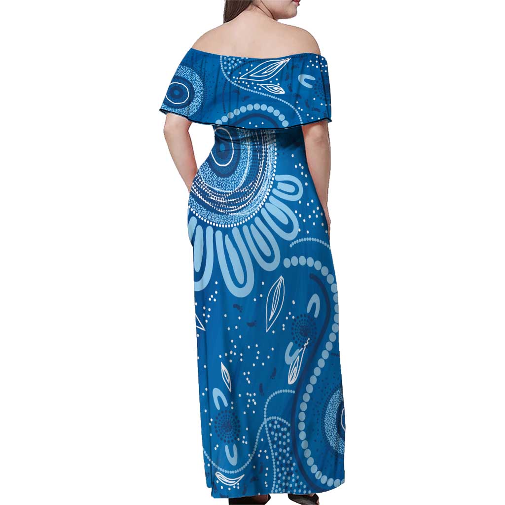 Australia Indigenous Family Matching Off Shoulder Maxi Dress and Hawaiian Shirt Blue Ribbon Prostate Cancer Awareness - Aussie Hoodie