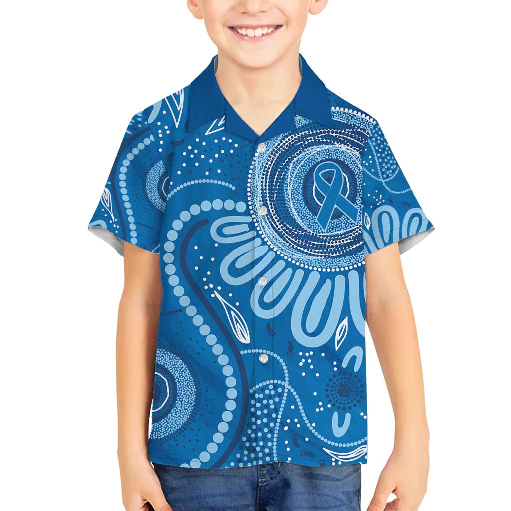 Australia Indigenous Family Matching Off Shoulder Maxi Dress and Hawaiian Shirt Blue Ribbon Prostate Cancer Awareness - Aussie Hoodie