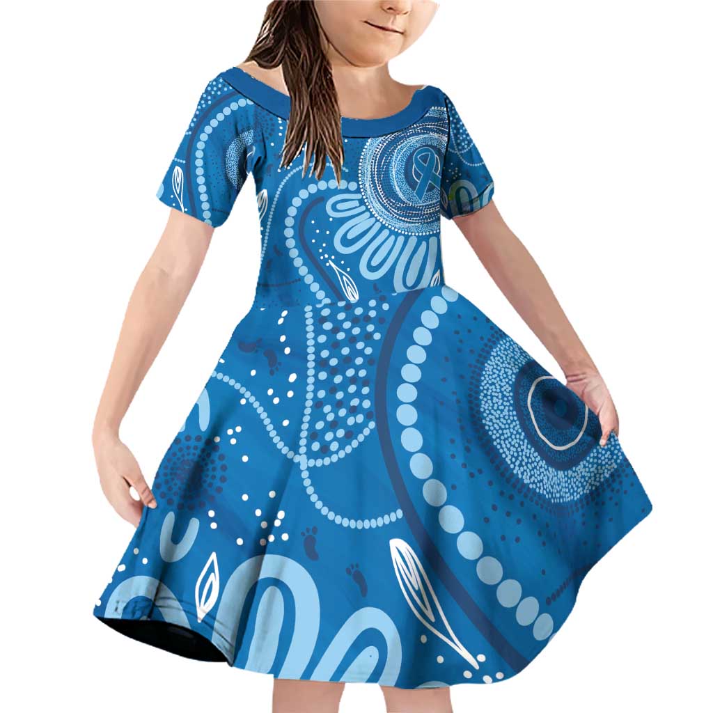 Australia Indigenous Family Matching Off Shoulder Short Dress and Hawaiian Shirt Blue Ribbon Prostate Cancer Awareness - Aussie Hoodie