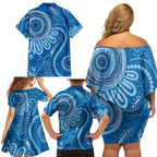 Australia Indigenous Family Matching Off Shoulder Short Dress and Hawaiian Shirt Blue Ribbon Prostate Cancer Awareness - Aussie Hoodie