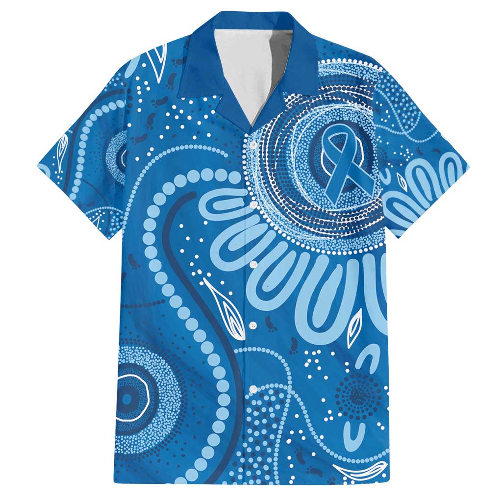 Australia Indigenous Family Matching Off Shoulder Short Dress and Hawaiian Shirt Blue Ribbon Prostate Cancer Awareness - Aussie Hoodie