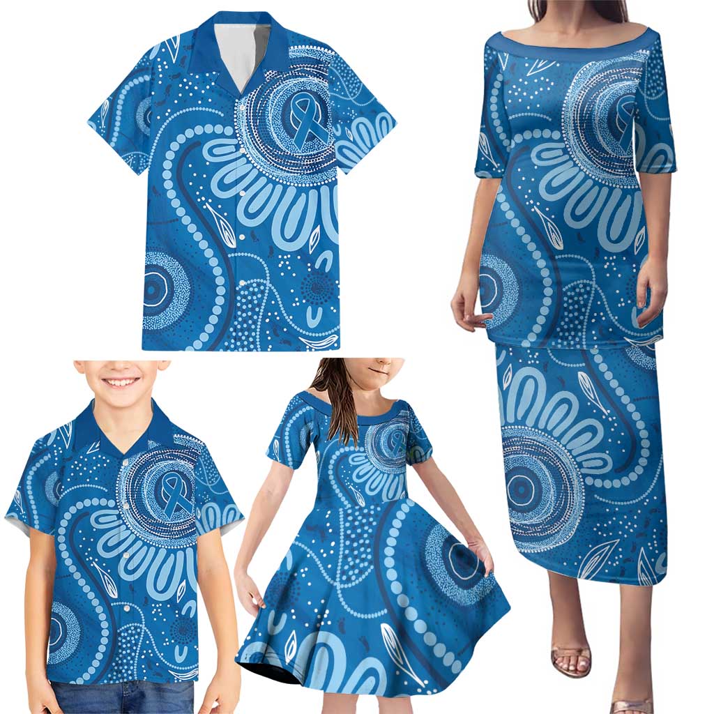 Australia Indigenous Family Matching Puletasi and Hawaiian Shirt Blue Ribbon Prostate Cancer Awareness - Aussie Hoodie