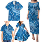 Australia Indigenous Family Matching Puletasi and Hawaiian Shirt Blue Ribbon Prostate Cancer Awareness - Aussie Hoodie