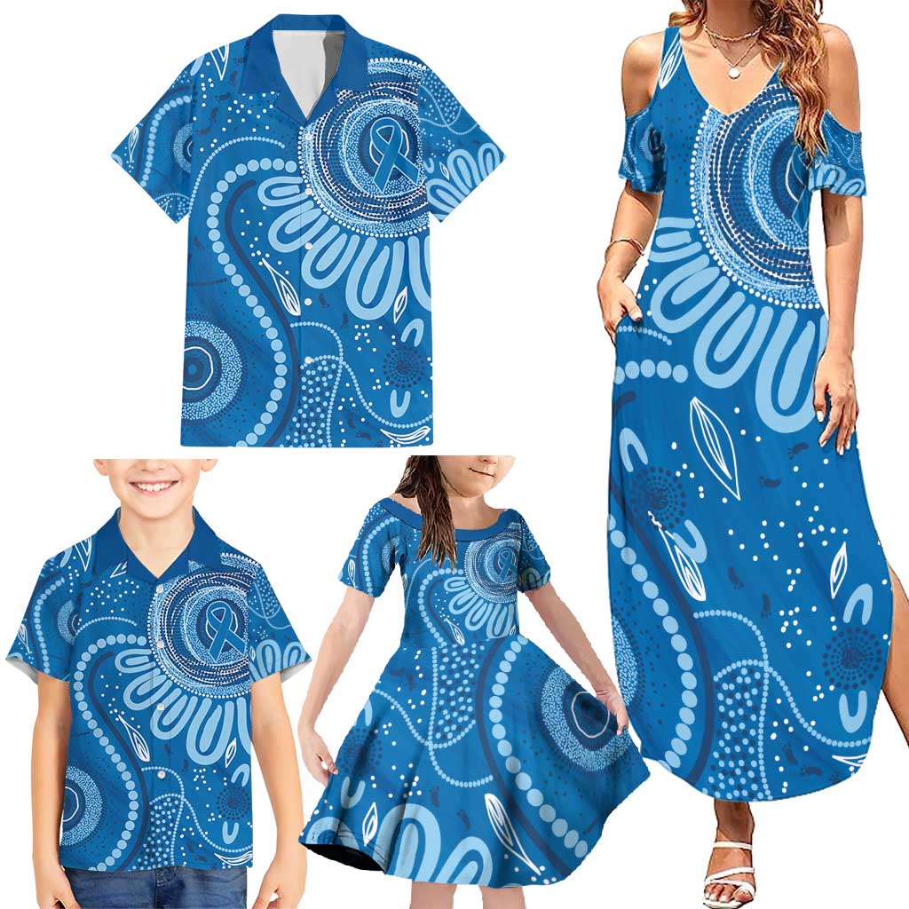 Australia Indigenous Family Matching Summer Maxi Dress and Hawaiian Shirt Blue Ribbon Prostate Cancer Awareness - Aussie Hoodie