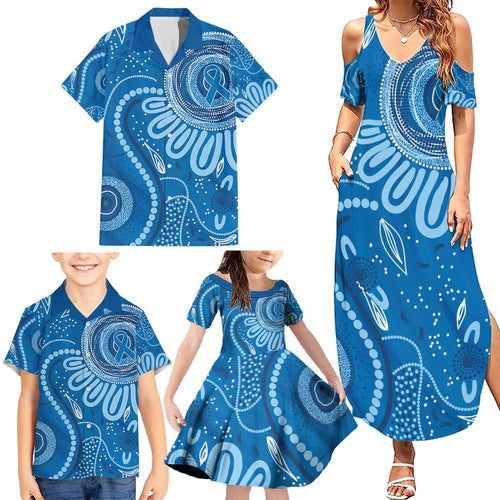 Australia Indigenous Family Matching Summer Maxi Dress and Hawaiian Shirt Blue Ribbon Prostate Cancer Awareness - Aussie Hoodie