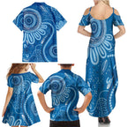 Australia Indigenous Family Matching Summer Maxi Dress and Hawaiian Shirt Blue Ribbon Prostate Cancer Awareness - Aussie Hoodie