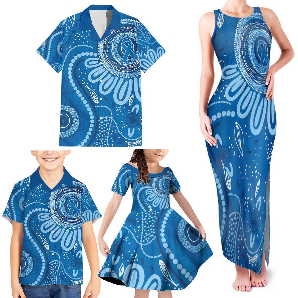 Australia Indigenous Family Matching Tank Maxi Dress and Hawaiian Shirt Blue Ribbon Prostate Cancer Awareness - Aussie Hoodie
