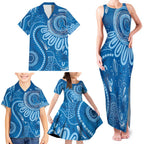 Australia Indigenous Family Matching Tank Maxi Dress and Hawaiian Shirt Blue Ribbon Prostate Cancer Awareness - Aussie Hoodie