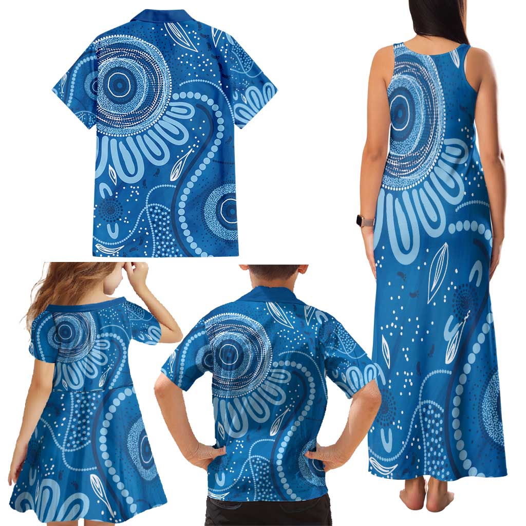Australia Indigenous Family Matching Tank Maxi Dress and Hawaiian Shirt Blue Ribbon Prostate Cancer Awareness - Aussie Hoodie