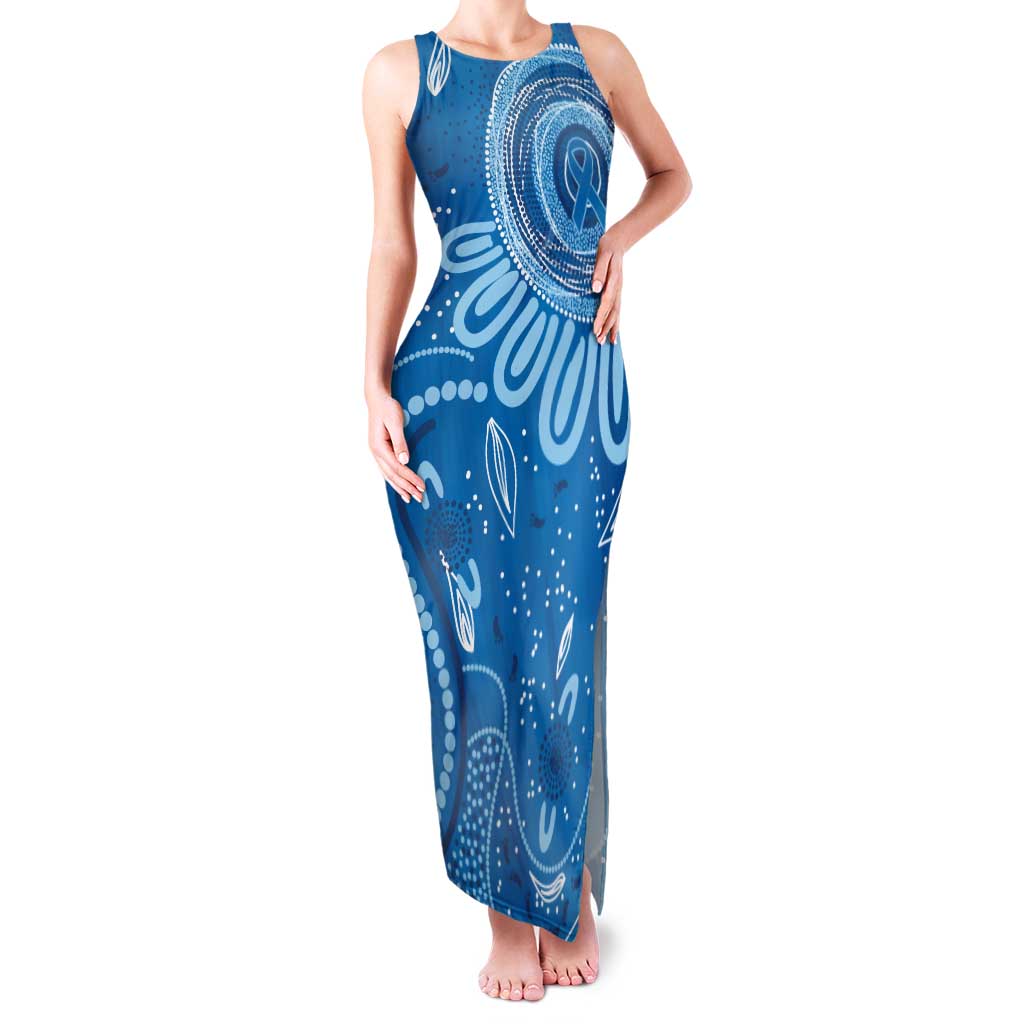 Australia Indigenous Family Matching Tank Maxi Dress and Hawaiian Shirt Blue Ribbon Prostate Cancer Awareness - Aussie Hoodie