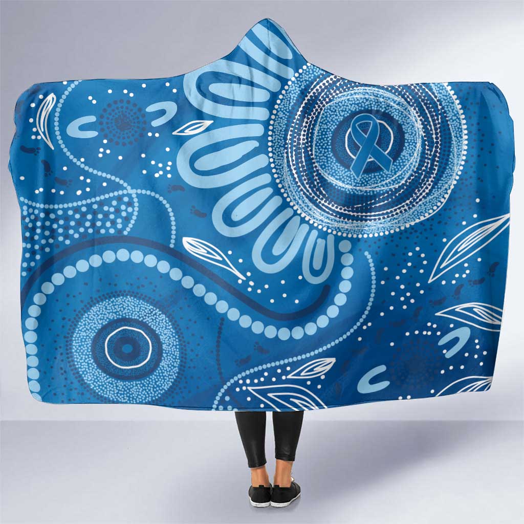 Australia Indigenous Hooded Blanket Blue Ribbon Prostate Cancer Awareness - Aussie Hoodie
