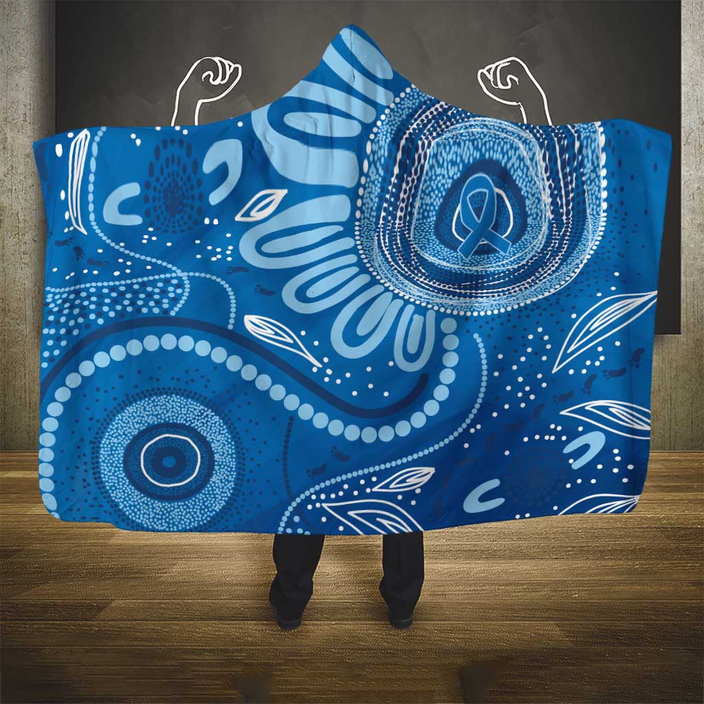 Australia Indigenous Hooded Blanket Blue Ribbon Prostate Cancer Awareness - Aussie Hoodie