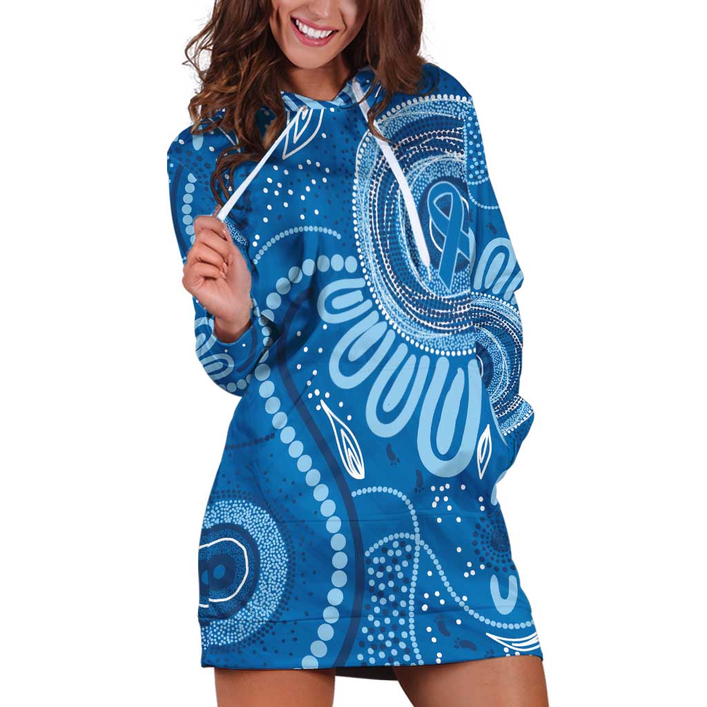 Australia Indigenous Hoodie Dress Blue Ribbon Prostate Cancer Awareness - Aussie Hoodie