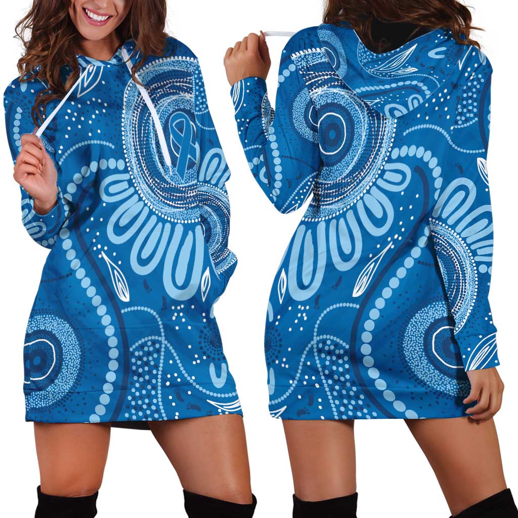 Australia Indigenous Hoodie Dress Blue Ribbon Prostate Cancer Awareness - Aussie Hoodie