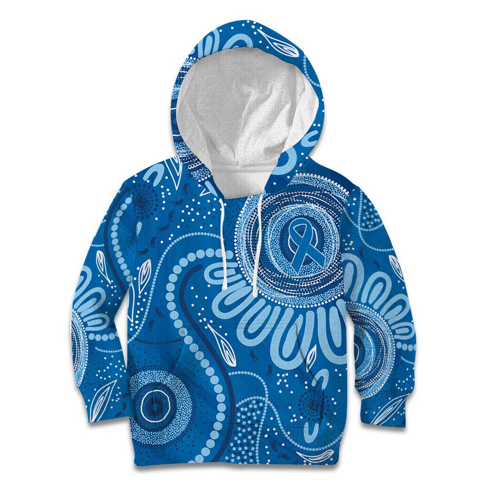 Australia Indigenous Kid Hoodie Blue Ribbon Prostate Cancer Awareness - Aussie Hoodie