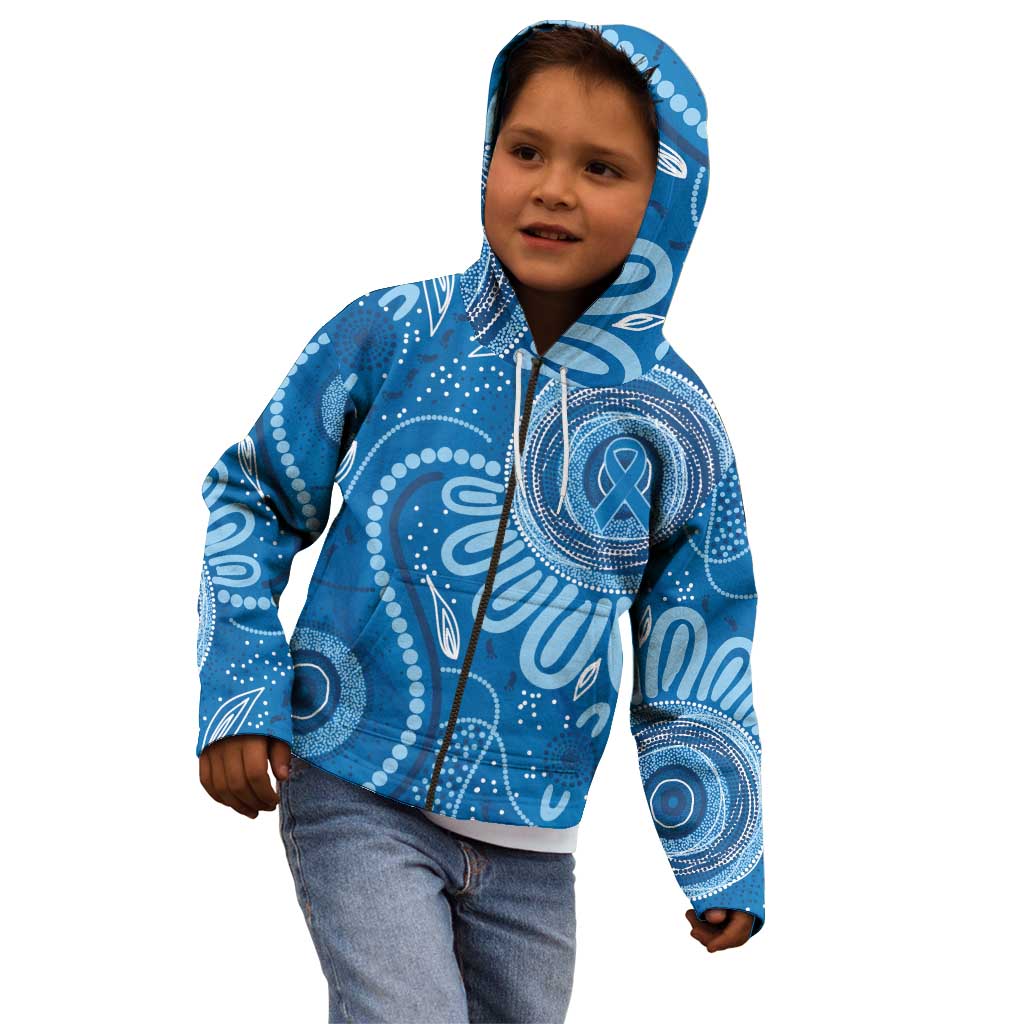 Australia Indigenous Kid Hoodie Blue Ribbon Prostate Cancer Awareness - Aussie Hoodie