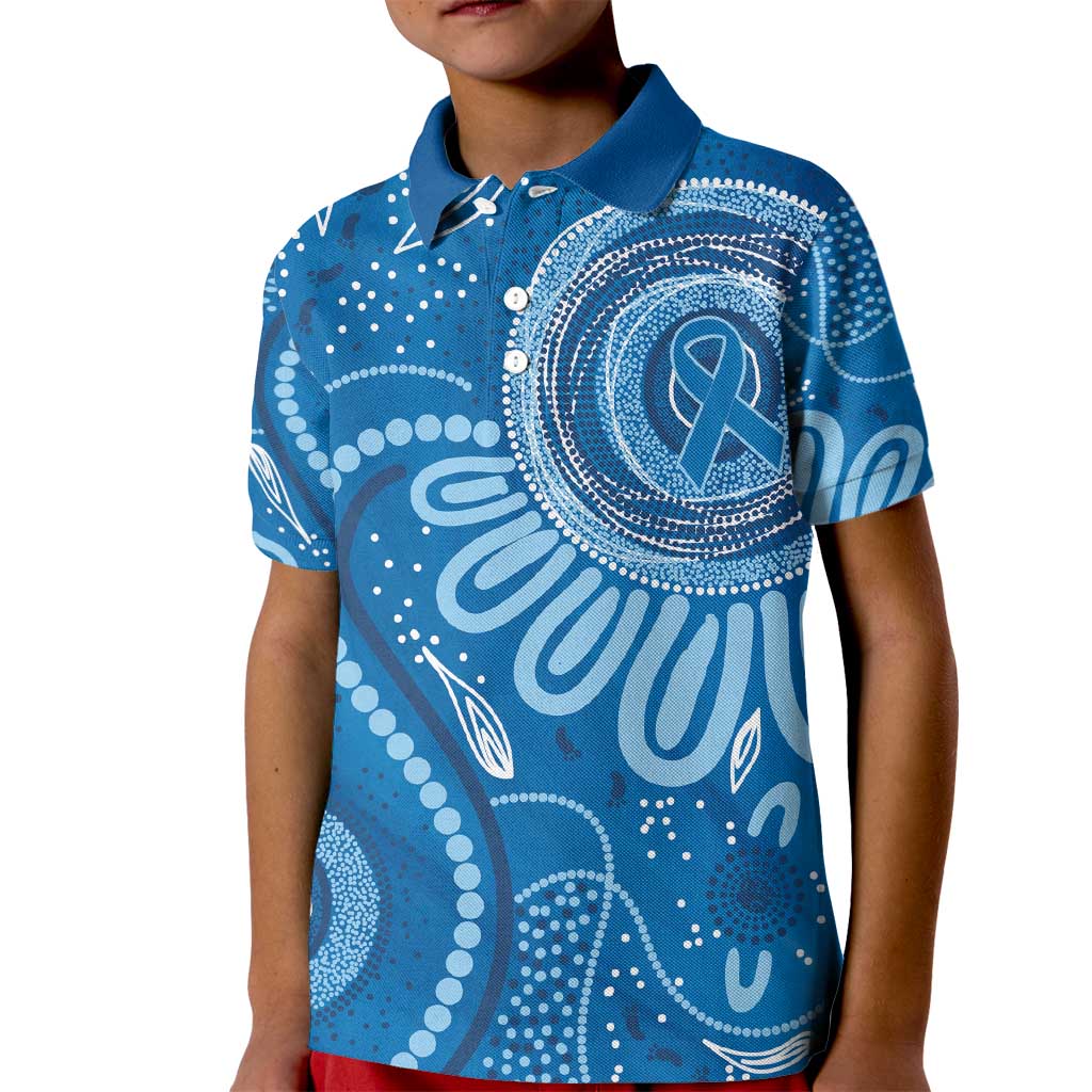 Australia Indigenous Kid Polo Shirt Blue Ribbon Prostate Cancer Awareness - Aussie Hoodie
