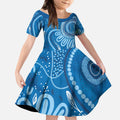 Australia Indigenous Kid Short Sleeve Dress Blue Ribbon Prostate Cancer Awareness - Aussie Hoodie