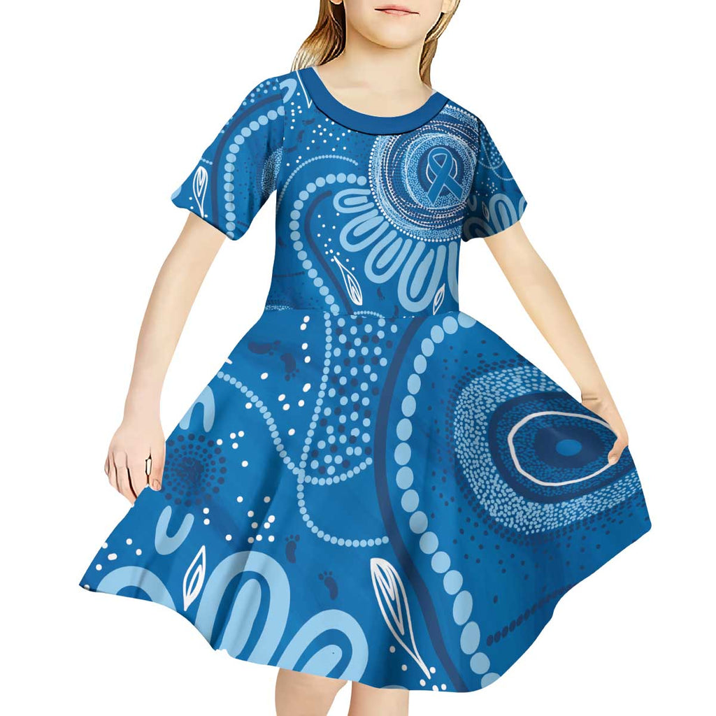 Australia Indigenous Kid Short Sleeve Dress Blue Ribbon Prostate Cancer Awareness - Aussie Hoodie