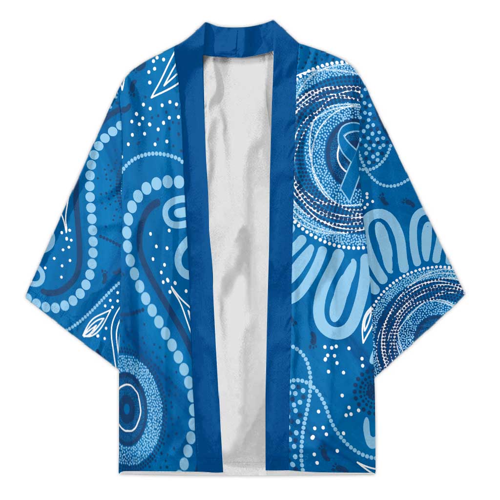 Australia Indigenous Kimono Blue Ribbon Prostate Cancer Awareness - Aussie Hoodie