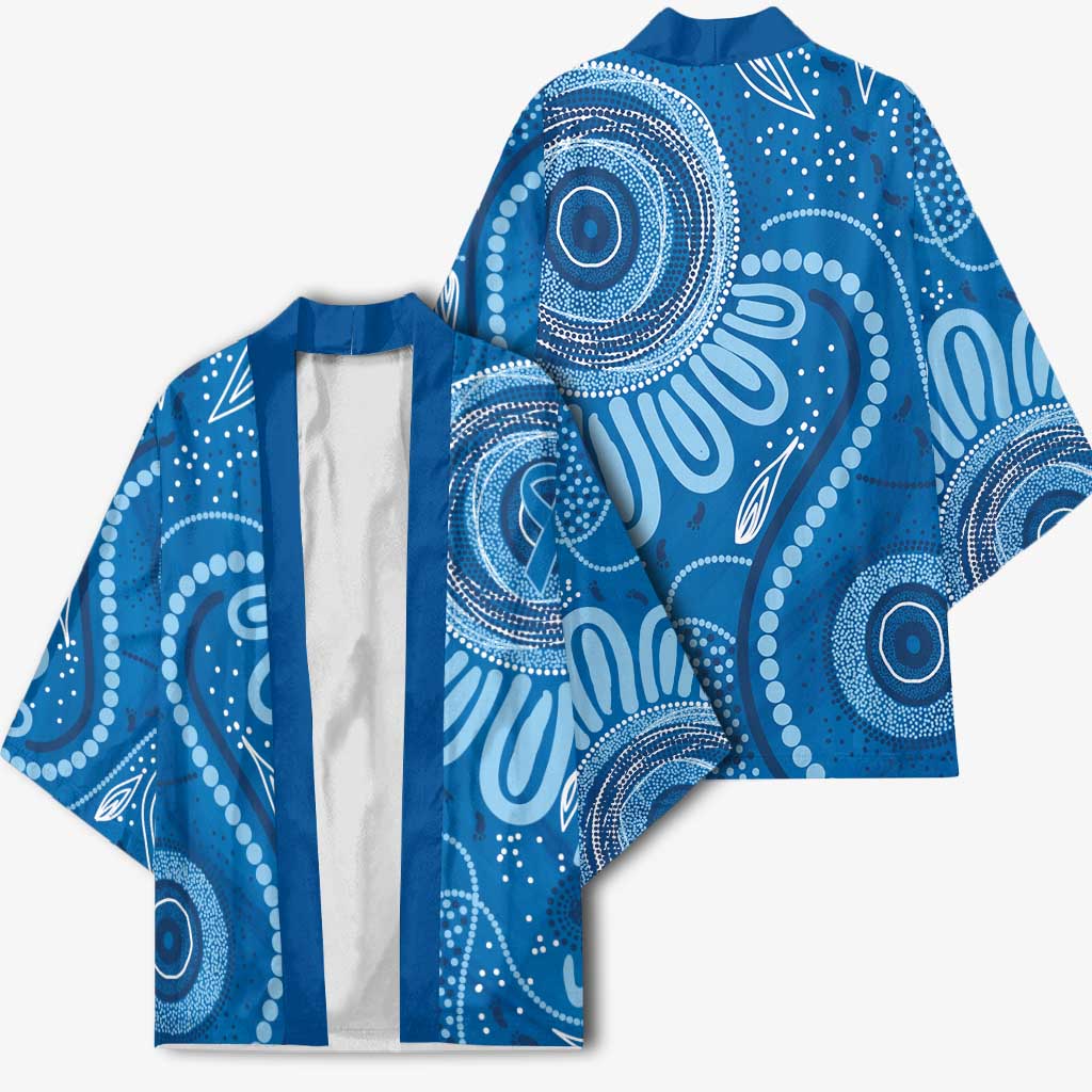 Australia Indigenous Kimono Blue Ribbon Prostate Cancer Awareness - Aussie Hoodie
