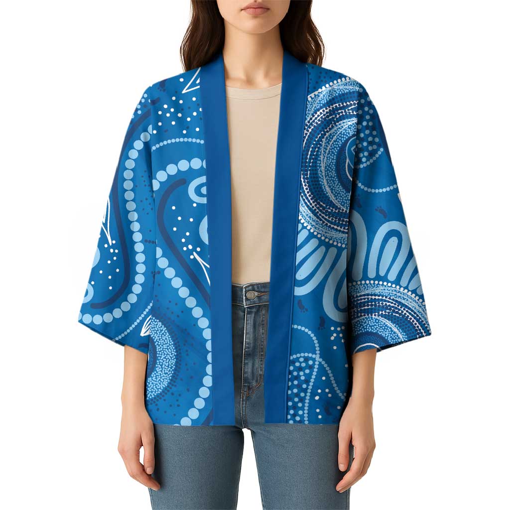 Australia Indigenous Kimono Blue Ribbon Prostate Cancer Awareness - Aussie Hoodie
