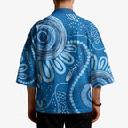 Australia Indigenous Kimono Blue Ribbon Prostate Cancer Awareness - Aussie Hoodie