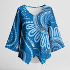 Australia Indigenous Kimono Sleeve Blouse Blue Ribbon Prostate Cancer Awareness - Aussie Hoodie
