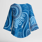 Australia Indigenous Kimono Sleeve Blouse Blue Ribbon Prostate Cancer Awareness - Aussie Hoodie