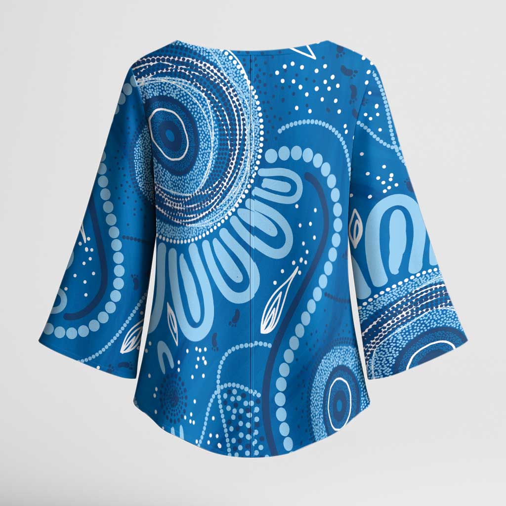 Australia Indigenous Kimono Sleeve Blouse Blue Ribbon Prostate Cancer Awareness - Aussie Hoodie