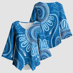 Australia Indigenous Kimono Sleeve Blouse Blue Ribbon Prostate Cancer Awareness - Aussie Hoodie