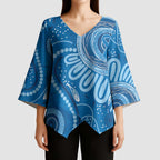 Australia Indigenous Kimono Sleeve Blouse Blue Ribbon Prostate Cancer Awareness - Aussie Hoodie
