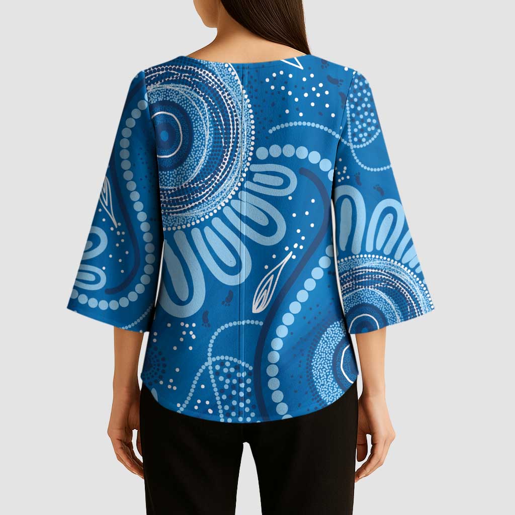 Australia Indigenous Kimono Sleeve Blouse Blue Ribbon Prostate Cancer Awareness - Aussie Hoodie