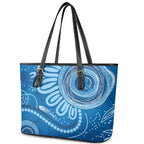 Australia Indigenous Leather Tote Bag Blue Ribbon Prostate Cancer Awareness - Aussie Hoodie