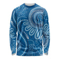 Australia Indigenous Long Sleeve Shirt Blue Ribbon Prostate Cancer Awareness - Aussie Hoodie