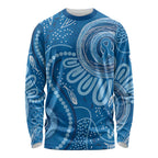 Australia Indigenous Long Sleeve Shirt Blue Ribbon Prostate Cancer Awareness - Aussie Hoodie