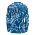 Australia Indigenous Long Sleeve Shirt Blue Ribbon Prostate Cancer Awareness - Aussie Hoodie