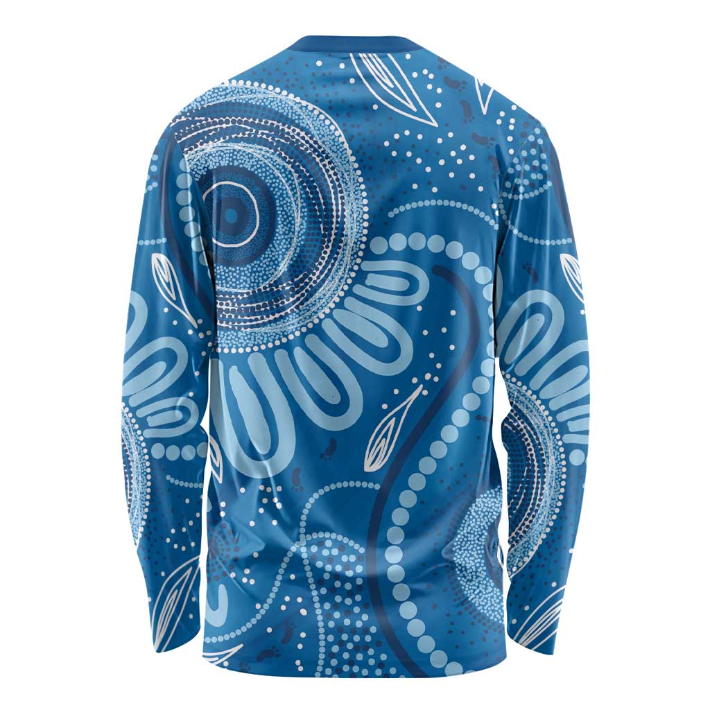 Australia Indigenous Long Sleeve Shirt Blue Ribbon Prostate Cancer Awareness - Aussie Hoodie