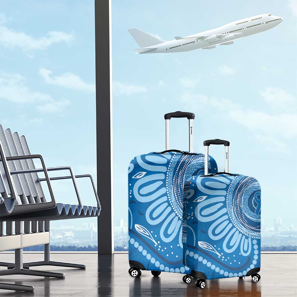 Australia Indigenous Luggage Cover Blue Ribbon Prostate Cancer Awareness - Aussie Hoodie