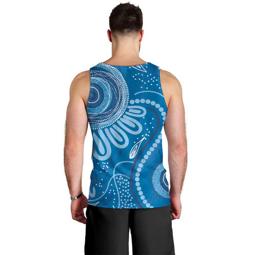 Australia Indigenous Men Tank Top Blue Ribbon Prostate Cancer Awareness - Aussie Hoodie