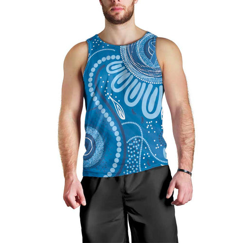 Australia Indigenous Men Tank Top Blue Ribbon Prostate Cancer Awareness - Aussie Hoodie
