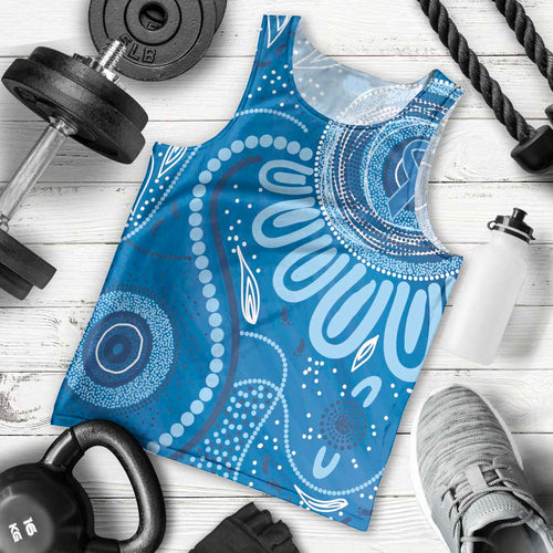 Australia Indigenous Men Tank Top Blue Ribbon Prostate Cancer Awareness - Aussie Hoodie