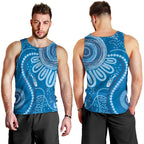 Australia Indigenous Men Tank Top Blue Ribbon Prostate Cancer Awareness - Aussie Hoodie
