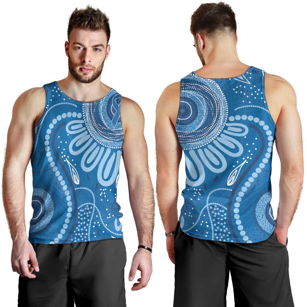 Australia Indigenous Men Tank Top Blue Ribbon Prostate Cancer Awareness - Aussie Hoodie