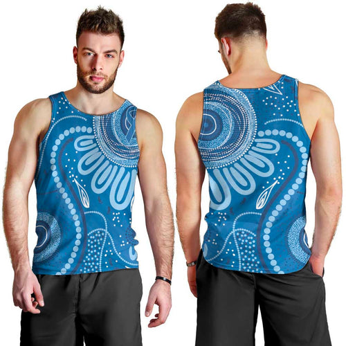 Australia Indigenous Men Tank Top Blue Ribbon Prostate Cancer Awareness - Aussie Hoodie